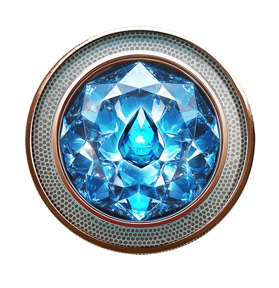 Copper Tribal Rank badge with a dark-blue WaterGem